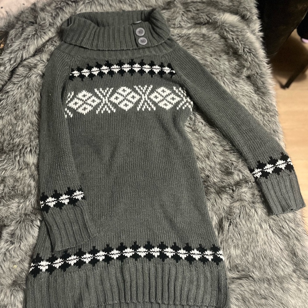 Women's Gray Patterned Sweater Dress